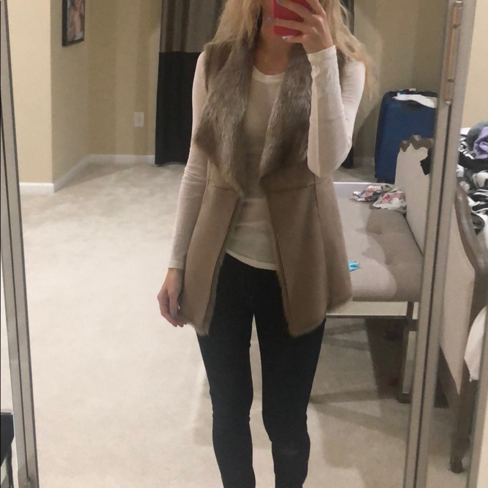 Kristen Blake suede and fur vest XS